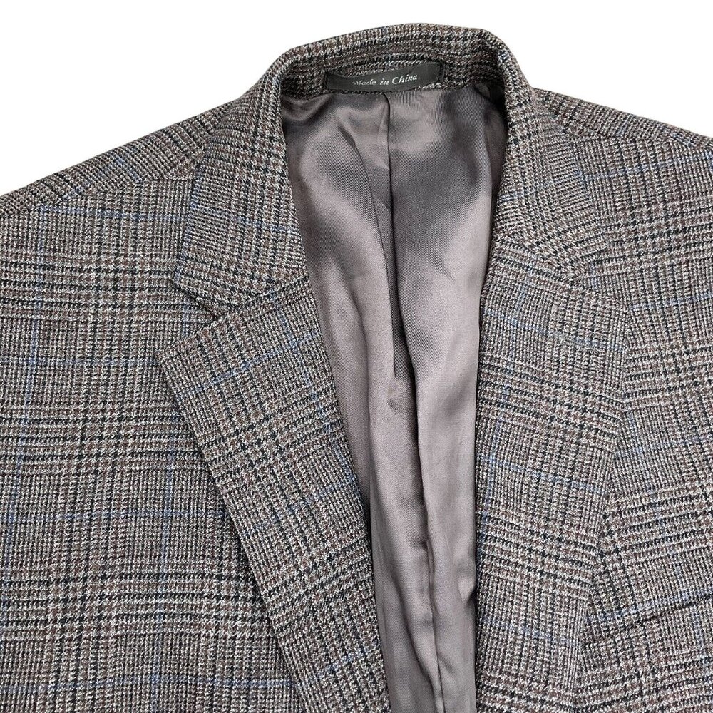 Lauren Ralph Lauren Blazer Men 42L Blue Brown Glen Plaid Classic Career‎ Wool
